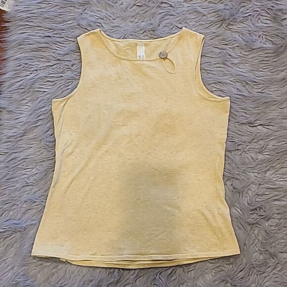 Lole womens light yellow cotton‎ stretch tank top with button neck size large - Picture 1 of 6
